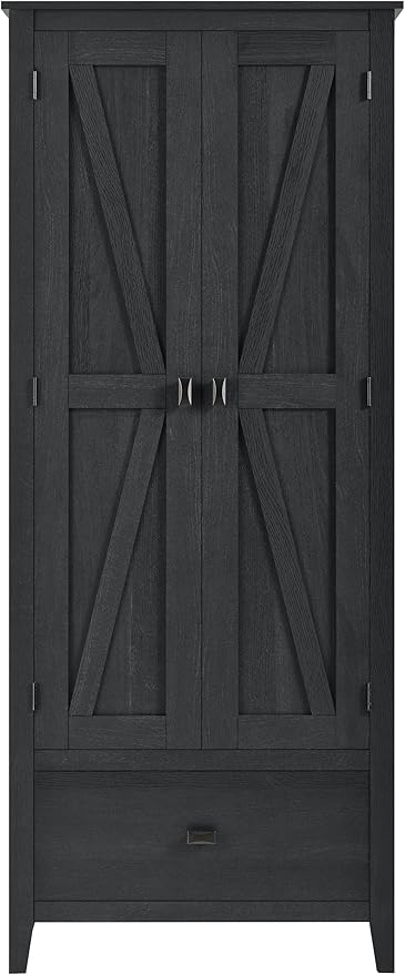 Systembuild Evolution Farmington 30" Wide Storage Cabinet, Black Oak