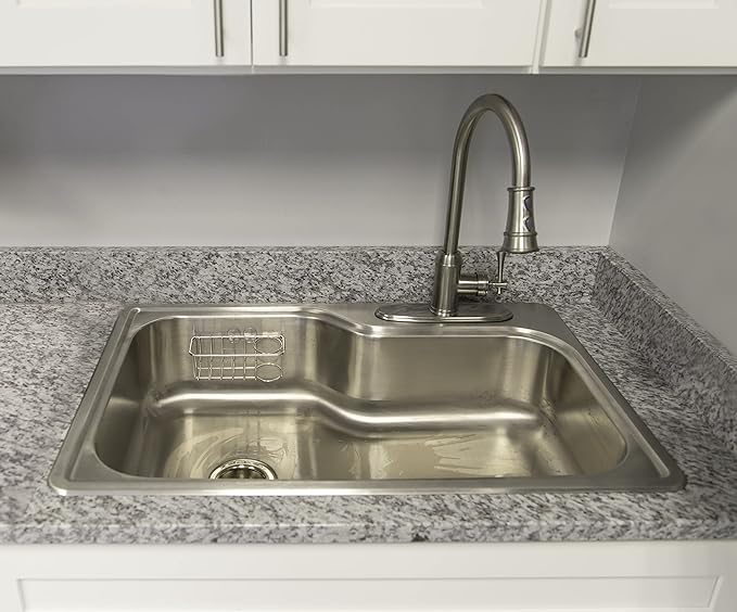 Design House 113118 Single Bowl Drop-in Sink, ‎22"D x 33"W x 8"H, Stainless Steel