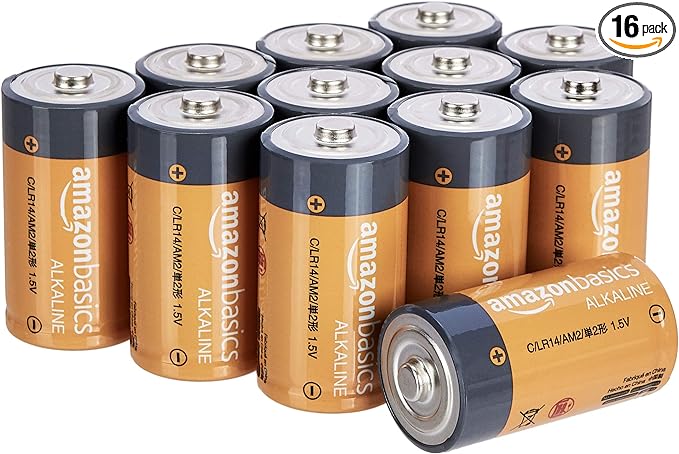 Amazon Basics C Cell All-Purpose Alkaline Batteries, 5-Year Shelf Life, 16 Pack Of 12 Count, 192 Count total