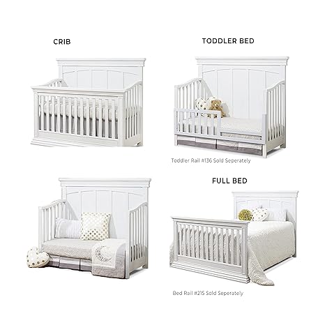 Sorelle Furniture Modesto Crib, Classic 4-In-1 Convertible Crib, White Crib Made of Wood, Non-Toxic Finish, Wooden Baby Bed, Toddler Bed, Child’s Daybed and Full-Size Bed, Nursery Furniture-White