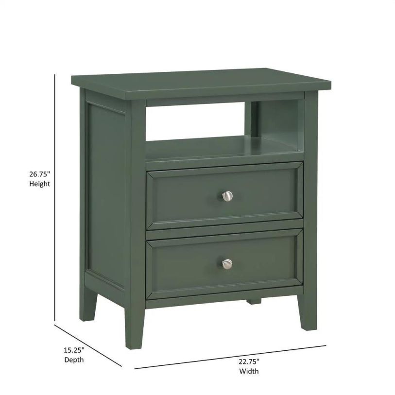 Comfort Pointe Walker Vintage Green 2 Drawer Nightstand