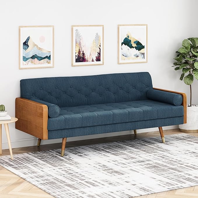 Geelife Aidan Mid-Century Modern Tufted Fabric Sofa 61688.00NBLU