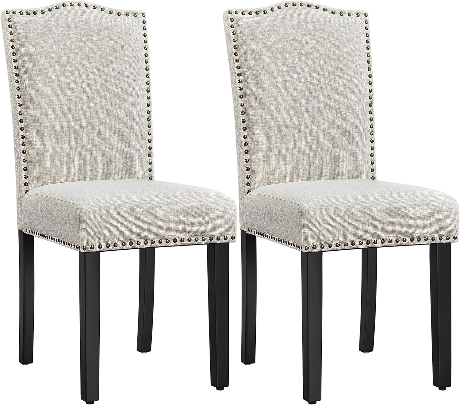 Yaheetech Dining Chairs Set of 2 Dining Room Chairs Kitchen Chairs with Solid Wood Legs and Padded Seat Dining Room Side Chair with Nailhead Trim for Home Kitchen Living Room, 1 Package