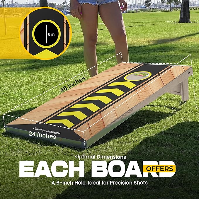 Cornhole Board Game Set – Regulation Size (4ft x 2ft) Premium Plywood or Party Board (3ft x 2ft) MDF Board w/ 8 Bean Bags, Ideal for Outdoor Family & Friends Fun