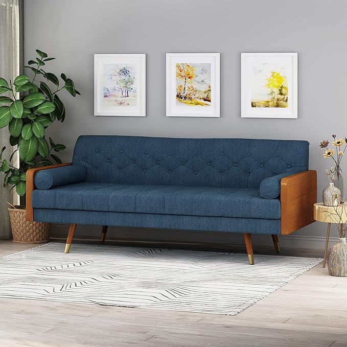 Geelife Aidan Mid-Century Modern Tufted Fabric Sofa 61688.00NBLU