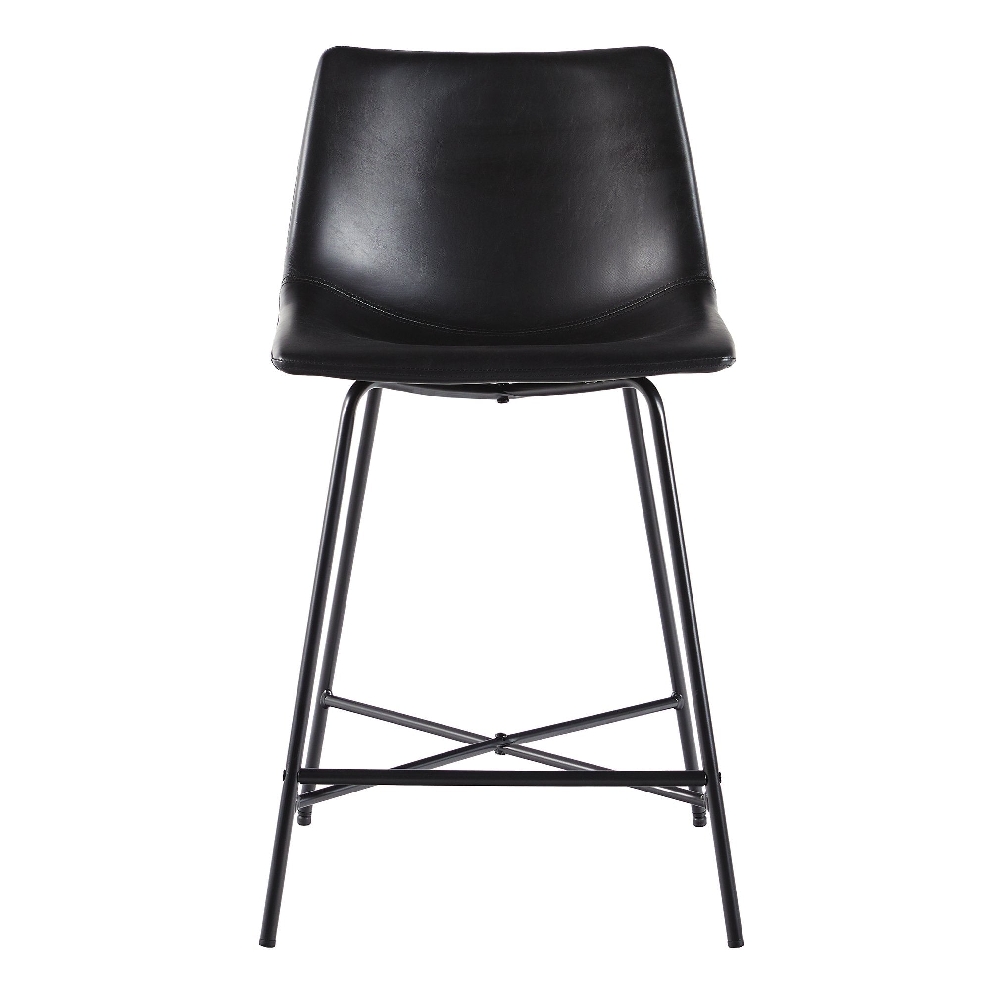 Walker Edison Upholstered Metal Counter Stools with X Base in Black