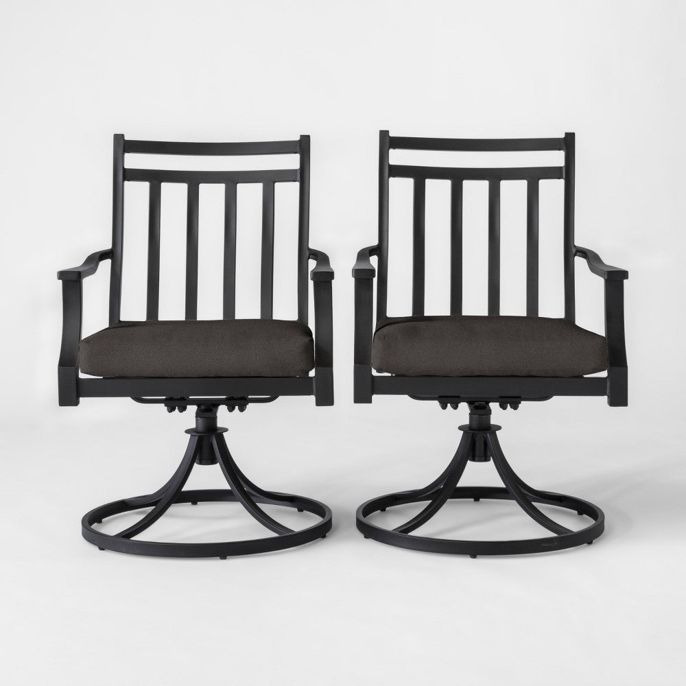 2pc Fairmont Metal Rocking Outdoor Patio Dining Chairs Swivel Chairs Black - Threshold™