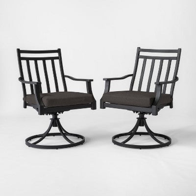 2pc Fairmont Metal Rocking Outdoor Patio Dining Chairs Swivel Chairs Black - Threshold™