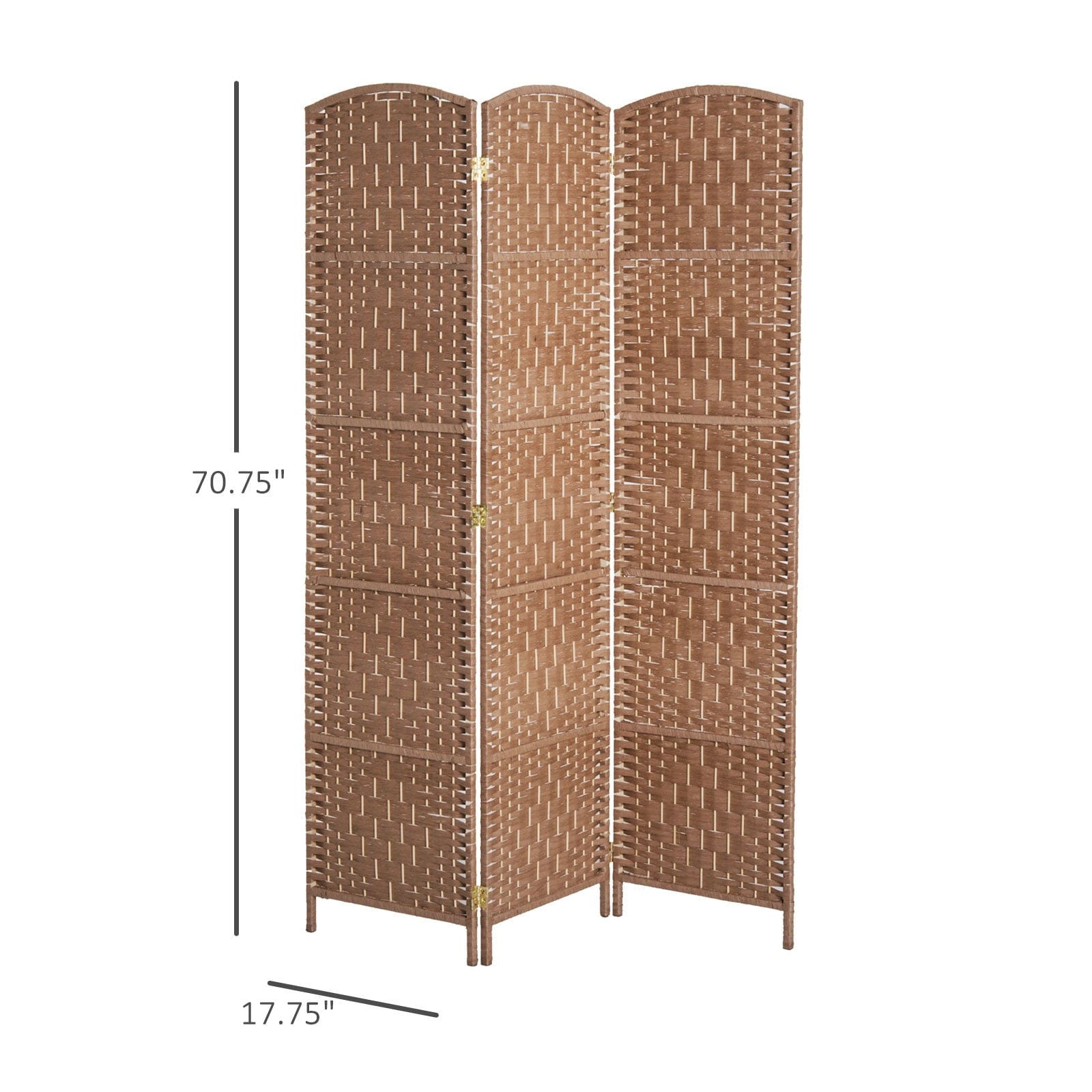 HomCom 6' Tall Wicker Weave 3 Panel Room Divider Privacy Screen - Natural Blonde Wood