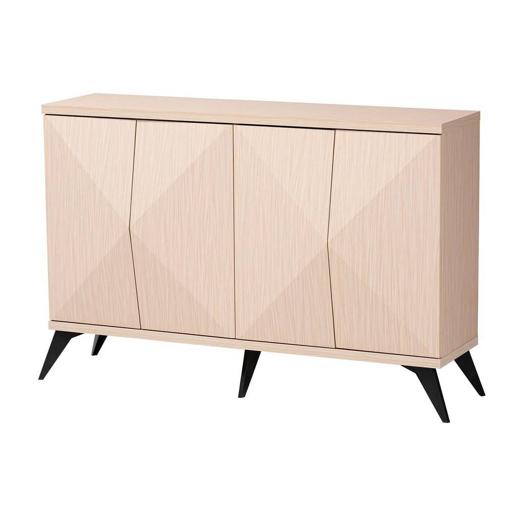 Baxton Studio Draper Mid-Century Modern Two-Tone Light Brown and Black Wood 4-Door Sideboard Buffet