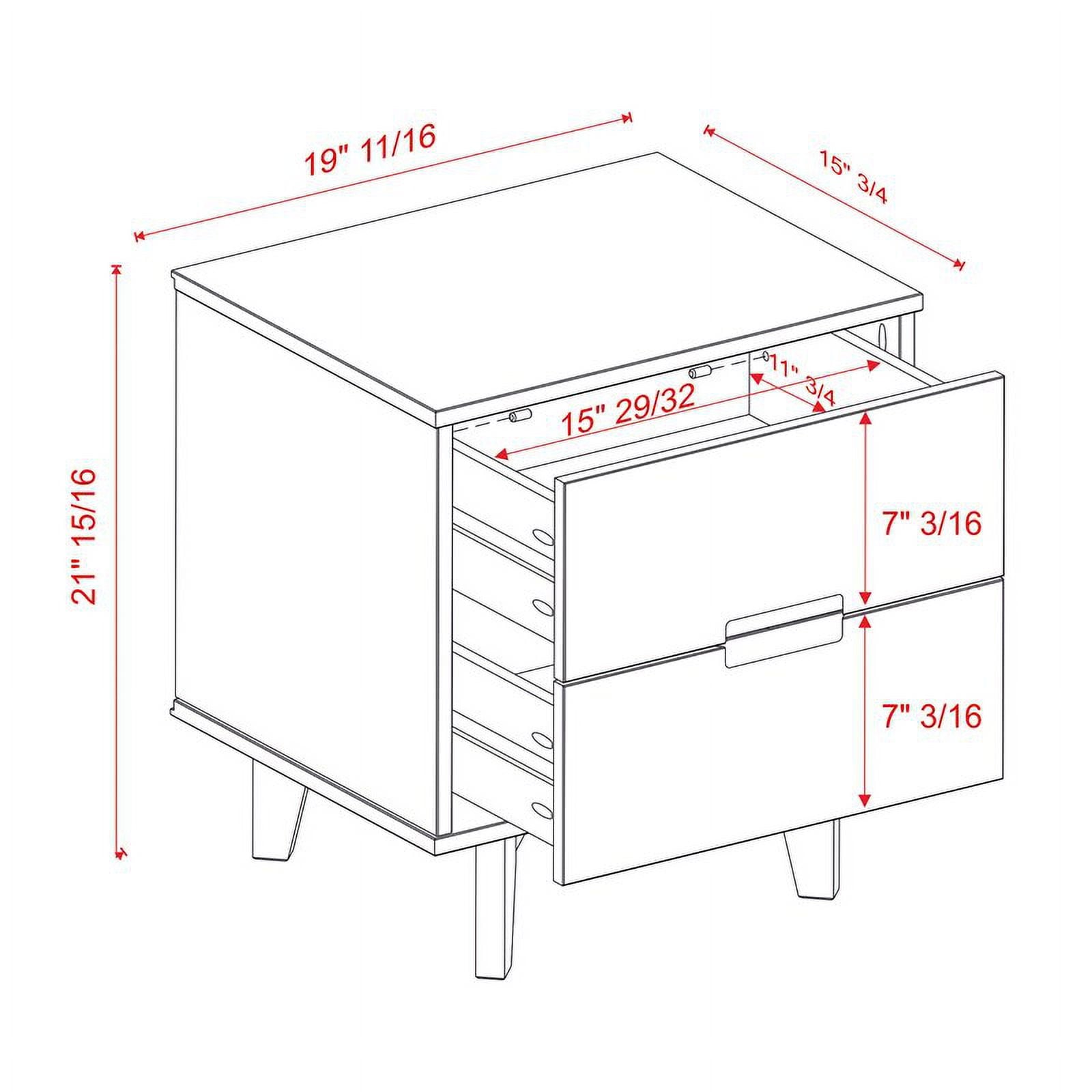 2-Drawer Groove Handle Wood Nightstand - White