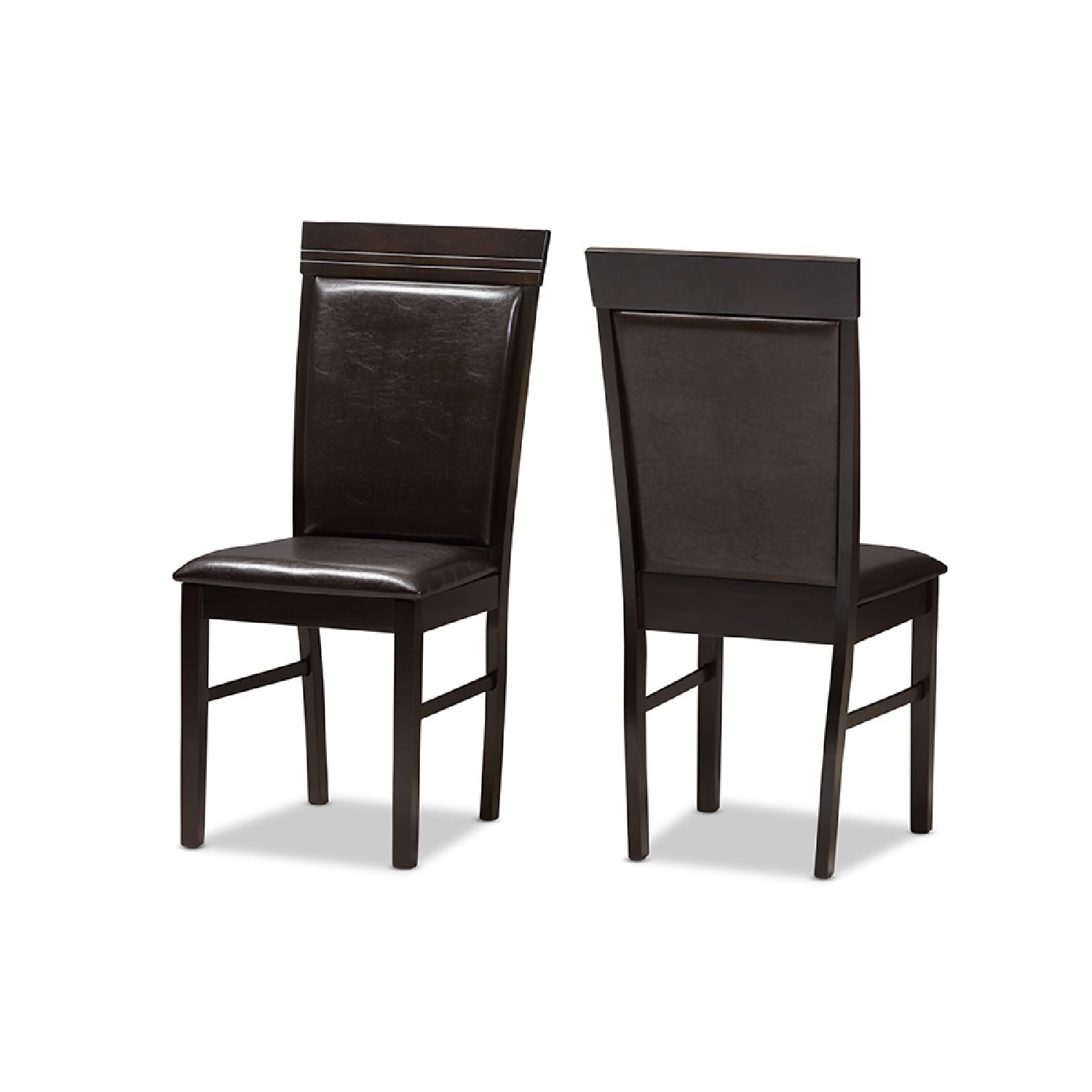 Baxton Studio Thea Modern and Contemporary Dark Brown Faux Leather Upholstered Dining Chair (Set of 2)