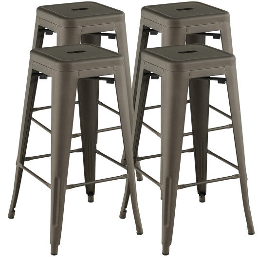 Costway 30" Gun Bar Stools Set of 4 with Square Seat and Handling Hole