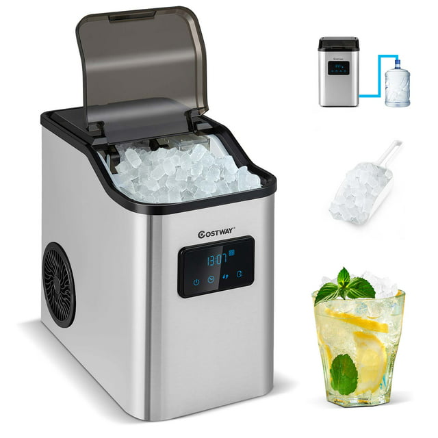 Costway Countertop Nugget Ice Maker 60lbs/Day with 2 Ways Water Refill & Self-Cleaning