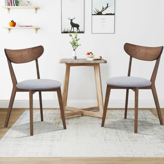 Costway Set of 2 Dining Chairs Upholstered Curved Back Side