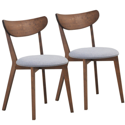 Costway Set of 2 Dining Chairs Upholstered Curved Back Side