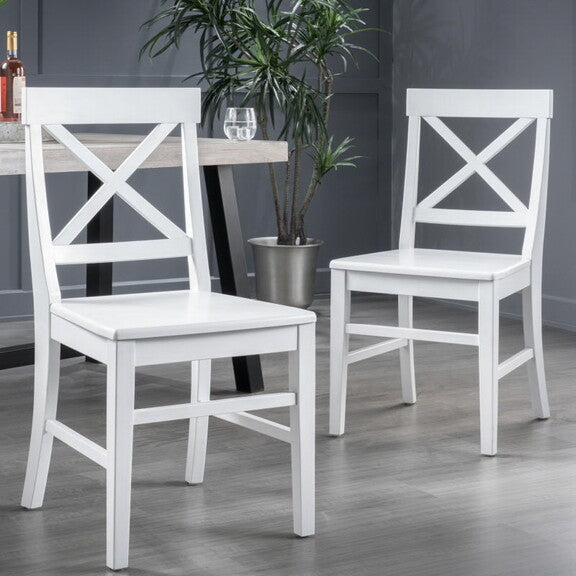 Acacia Wood Dining Chairs, White 62888-00WHI