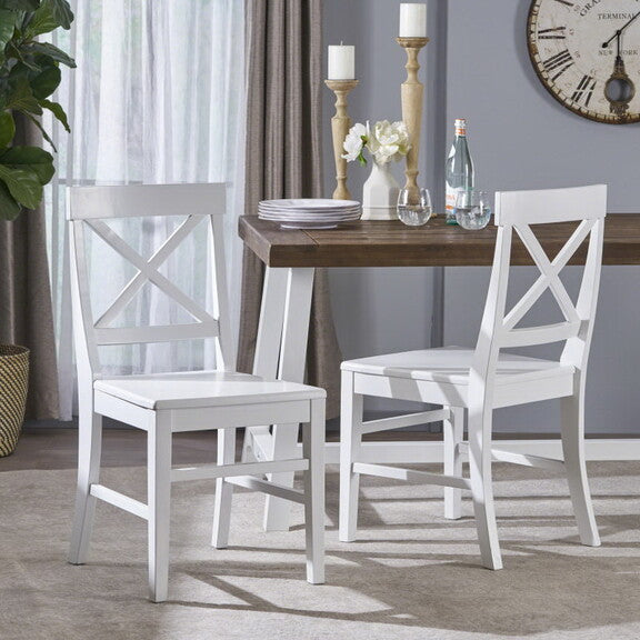 Acacia Wood Dining Chairs, White 62888-00WHI