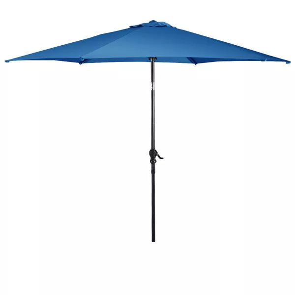 9FT Patio Umbrella Patio Market Steel Tilt W/ Crank Outdoor Yard Garden Blue