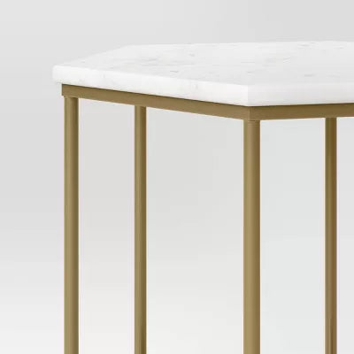 Geometric Luxe Hex Accent Table: White Stone Top, No Assembly - Threshold™