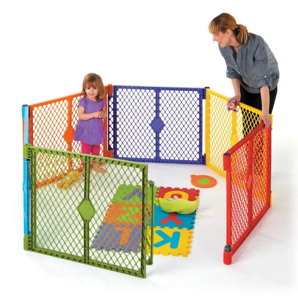 Toddleroo by North States Superyard Colorplay 6 Panel Freestanding Gate
