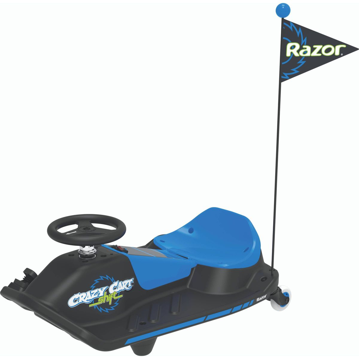 Razor 12V Crazy Cart Shift Electric Drifting Go Kart - Blue/Black
