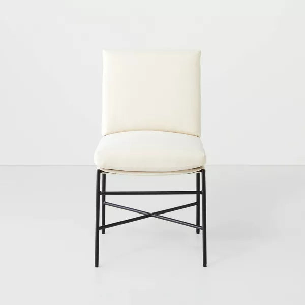 Fabric & Metal Armless Dining Chair - Cream/Black - Hearth & Hand™ with Magnolia