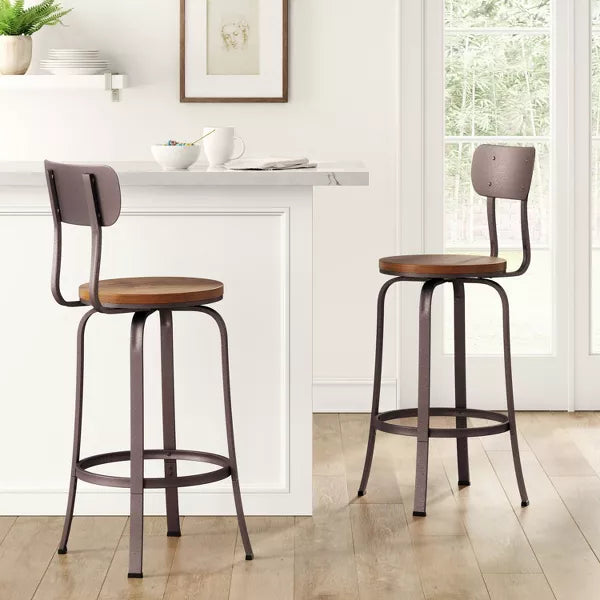 Dakota Swivel Wood Seat Barstool with Adjustable Legs Metal - Threshold™