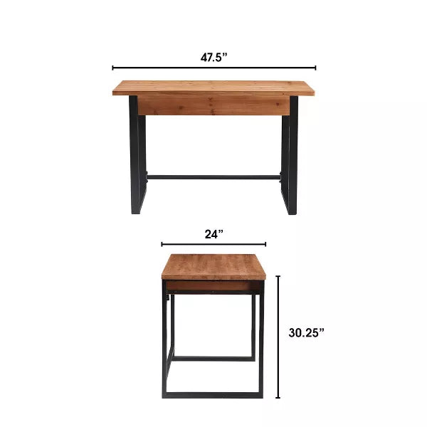 Leighton Writing Desk Wood and Black Metal - Serta