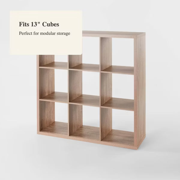 13" 9 Cube Organizer Weathered Gray - Brightroom™: Decorative Bookshelf, Cubby Storage, MDF & Particle Board, 13" Cube System