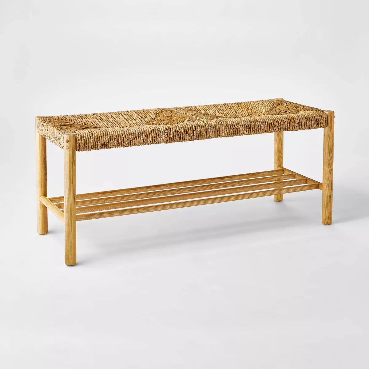 Bench with Woven Frame Light Brown - Threshold™ designed with Studio McGee: Ash Frame, Rectangle Shape, No Upholstery