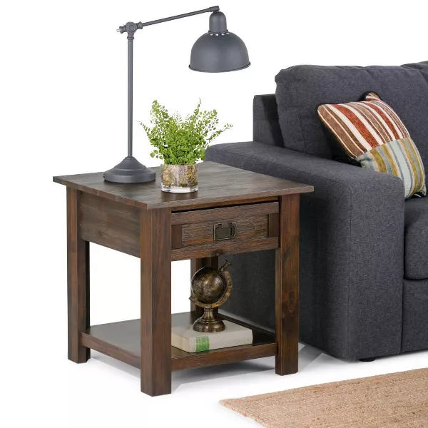 22" Garret End Table - WyndenHall (Distressed Charcoal Brown)