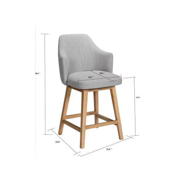25.2" Kinston Swivel Curved Back Upholstered Counter Height Barstool with Footrest Linen - Threshold™