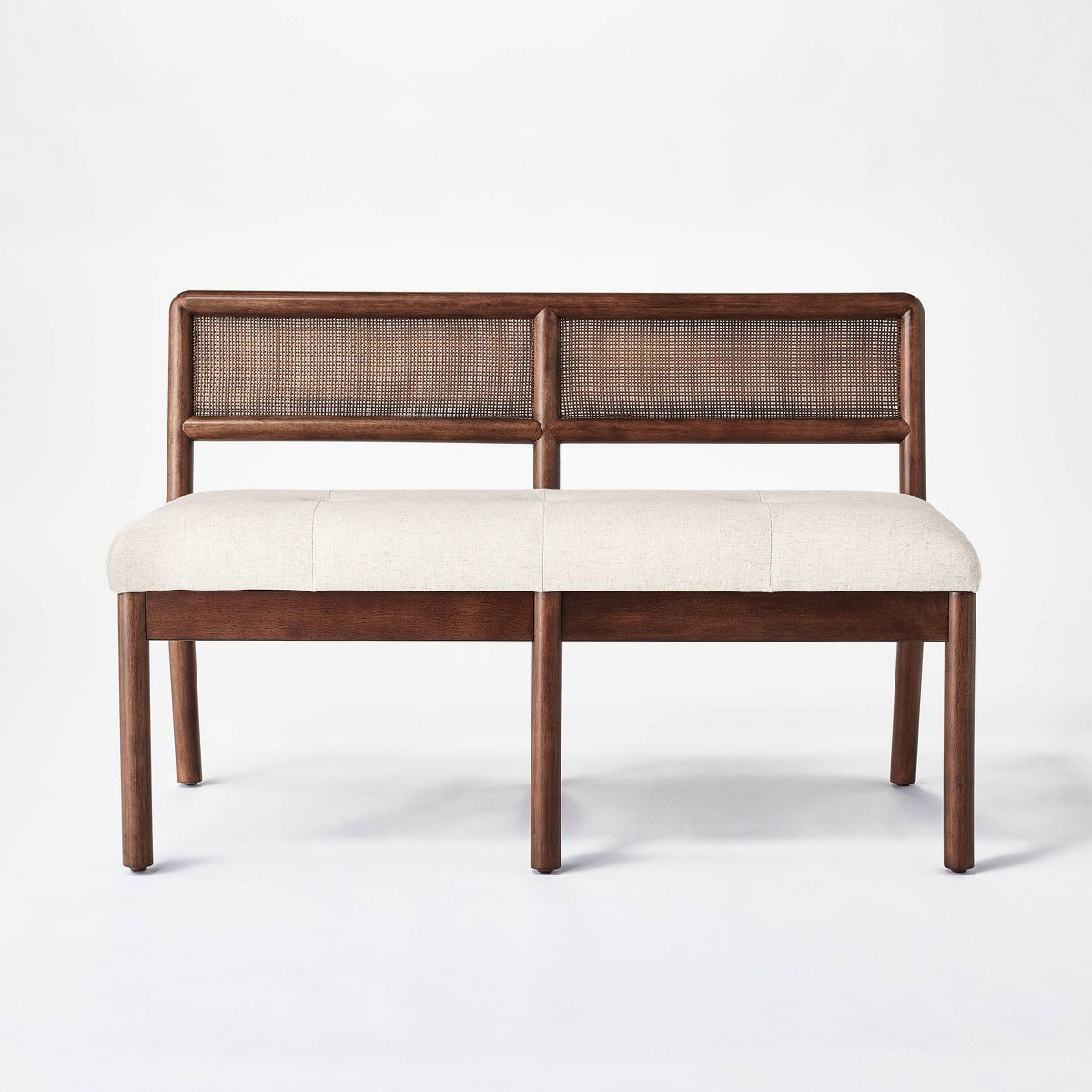 Woodspring Caned Back Bench Dark Walnut/Cream - Threshold™ designed with Studio McGee