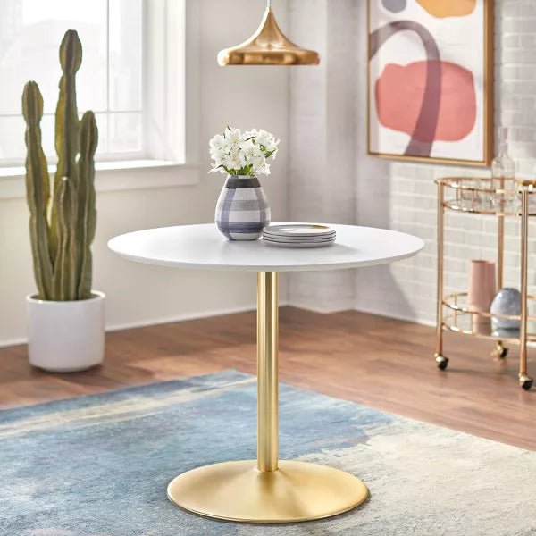 Hillboro Round Dining Table Metal Base - Buylateral (Gold)