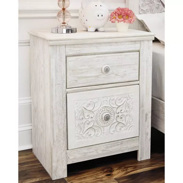 Paxberry Two Drawer Nightstand White Wash - Signature Design by Ashley