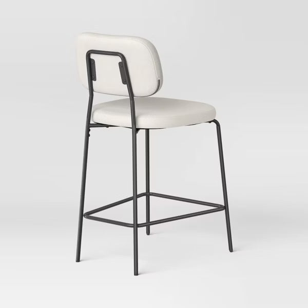 Set of 2 24" Upholstered with Metal Base Counter Height Barstool Cream Boucle - Room Essentials™