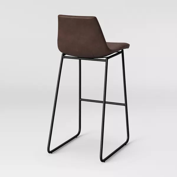 Bowden Faux Leather And Metal 24" Barstool With Black Legs Brown - Threshold