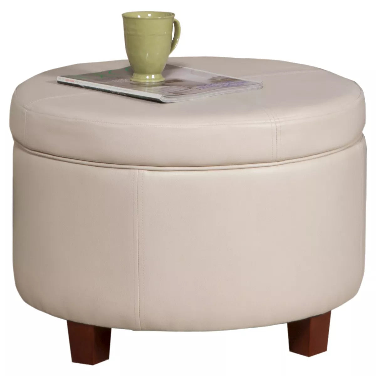 Large Round Storage Ottoman - HomePop