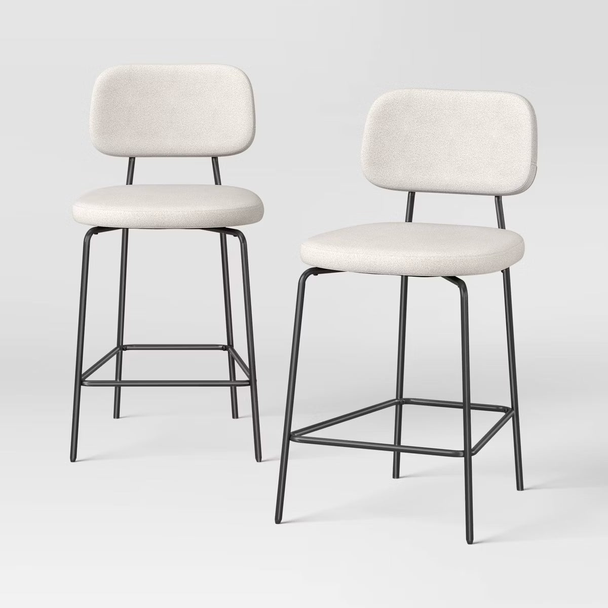 Set of 2 24" Upholstered with Metal Base Counter Height Barstool Cream Boucle - Room Essentials™