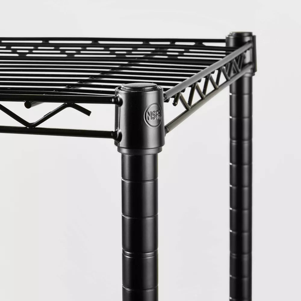 5 Tier Wide Wire Shelving Black - Brightroom™: Adjustable Metal Storage Unit, 72.63" H, 350 lb Capacity, 5 Shelves