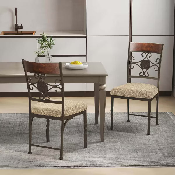 Costway Set of 2 Dining Room Chairs Armless Kitchen Chairs Set with Seat Cushion