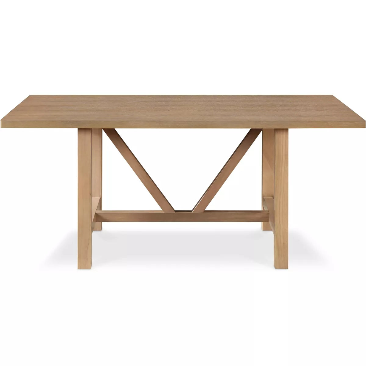 Grant Wood Dining Table Rustic Beige - Finch: Modern Farmhouse Style, Seats Six, Trestle Base