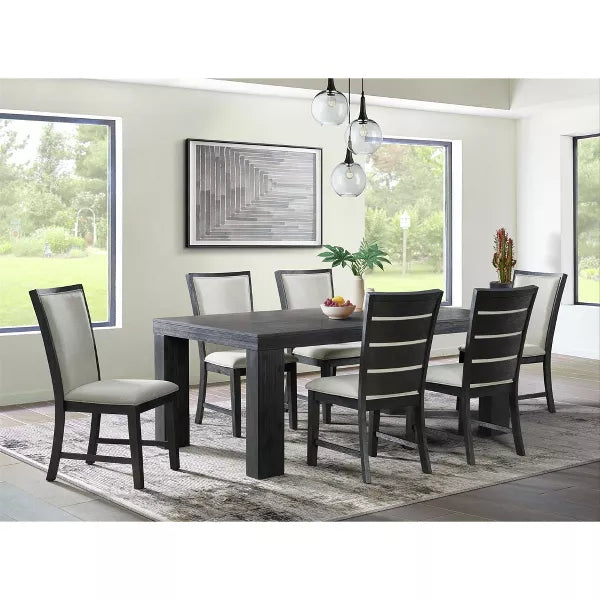 2pc Jasper Dining Slat Back Side Chair Set Black - Picket House Furnishings: Upholstered, Modern Style