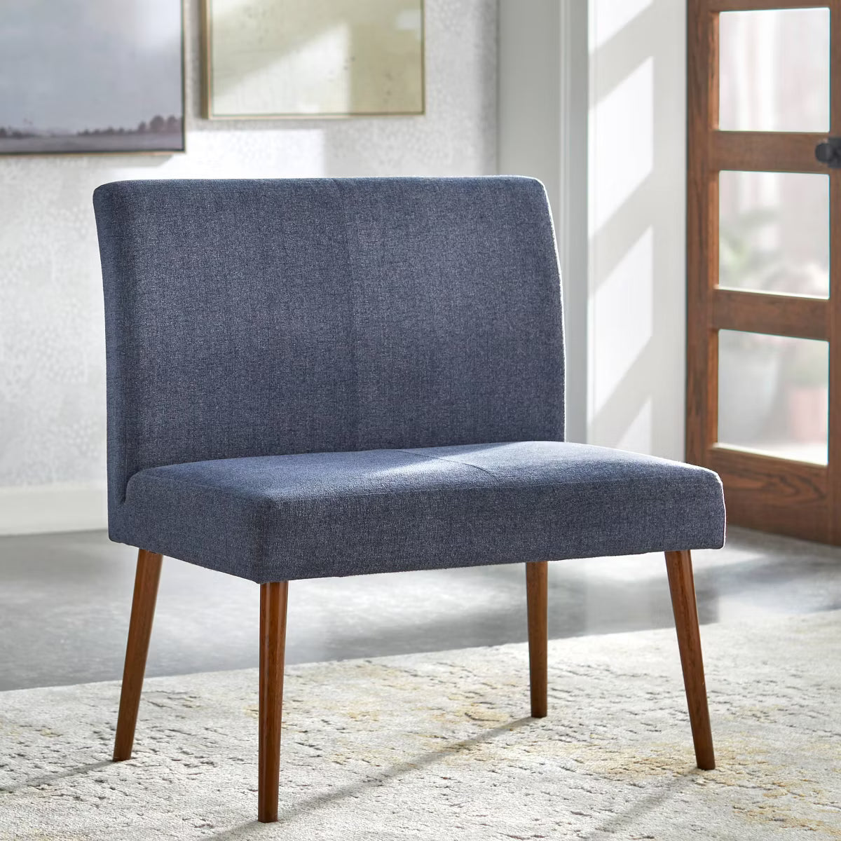 Buylateral Ripton Mid Century Modern Upholstered Dining Chair Blue: Upholstered Polyester, Plywood Frame, Foam Fill, Dry Dust Care