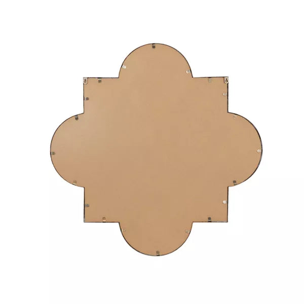 Wood Quatrefoil Wall Mirror Gold - CosmoLiving by Cosmopolitan: Contemporary Round MDF Frame, No Assembly Required