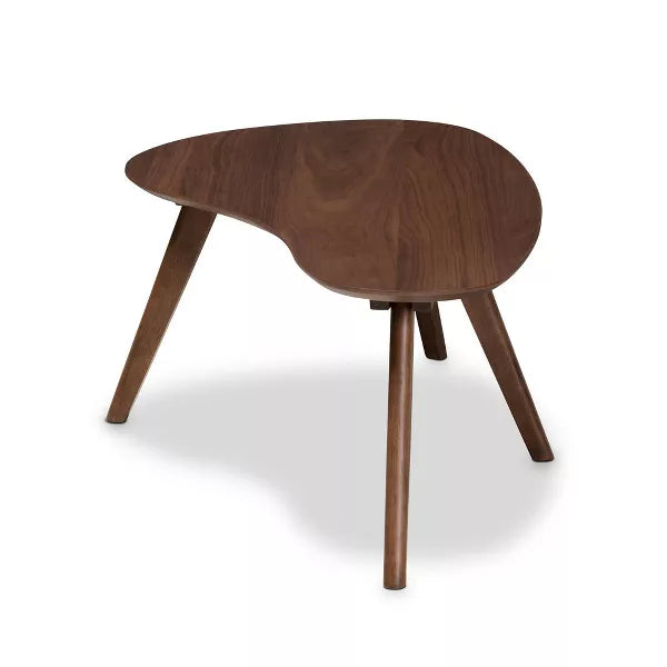 Scarlette Coffee Table Walnut - Baxton Studio: Mid-Century Modern, Rubberwood, Irregular Shape