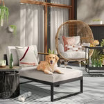 Henning Half Size Outdoor Patio Chaise Lounge, Daybed with Arm Cream - Threshold: Powder-Coated Steel Frame, All-Weather Design