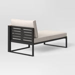 Henning Half Size Outdoor Patio Chaise Lounge, Daybed with Arm Cream - Threshold: Powder-Coated Steel Frame, All-Weather Design