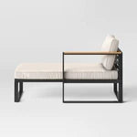 Henning Half Size Outdoor Patio Chaise Lounge, Daybed with Arm Cream - Threshold: Powder-Coated Steel Frame, All-Weather Design